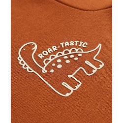 Babyhug 100% Cotton Interlock Knit Full Sleeves Rompers With Dino Print Pack of 2 - Brown & Beige