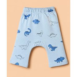 Babyhug 100% Cotton Knit Full Sleeves Onesies With Leggings With Dino Print - White