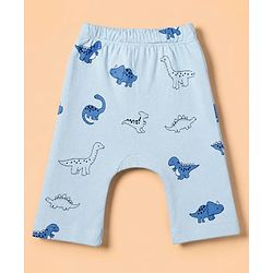 Babyhug 100% Cotton Knit Full Sleeves Onesies With Leggings With Dino Print - White