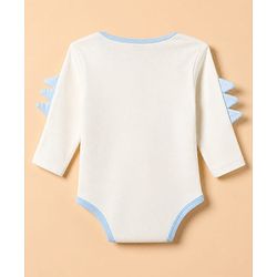 Babyhug 100% Cotton Knit Full Sleeves Onesies With Leggings With Dino Print - White