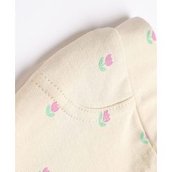 Babyhug Cotton Elastane Lycra Knit Full Length Jeggings With Floral Print & Pockets - Cream