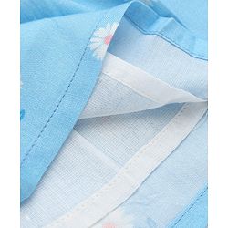 Babyhug Cotton Woven Half Sleeves One Piece Dress with Floral Print & Bow Applique - Light Blue