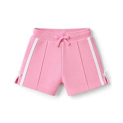 Babyhug 100% Cotton Looper Knit Mid Thigh Solid Shorts With Bow Applique - Pink
