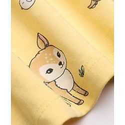 Babyhug Single Jersey Knit Half Sleeves Frock With Deer Print Pack of 2 in Yellow White
