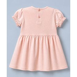 Babyhug Single Jersey Knit Puffed Sleeves Frocks with Cat & Hearts Print in White & Pink Pack of 2