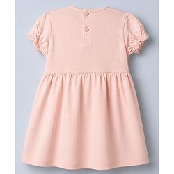 Babyhug Single Jersey Knit Frock with Half Sleeves and Hearts Print in Peach White Pack of 2