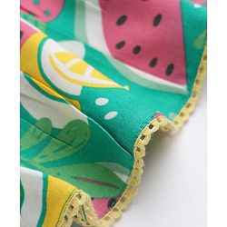 Babyhug 100% Cotton Woven Top with Sleeveless and Fruit Print in Green