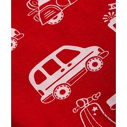 Babyhug 100% Cotton Knit Full Sleeves Co-Ords T-Shirt & Pyjama Night Suit with Vehicle Print - Red