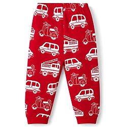 Babyhug 100% Cotton Knit Full Sleeves Co-Ords T-Shirt & Pyjama Night Suit with Vehicle Print - Red