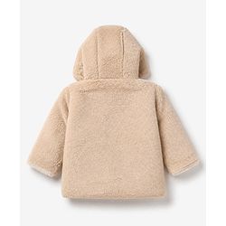 Babyhug Woven Full Sleeves Hooded Winter Wear Suit with Bear Ear Applique in Brown