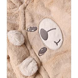 Babyhug Woven Full Sleeves Hooded Winter Wear Suit with Bear Ear Applique in Brown