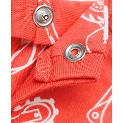 Babyhug Cotton Knit Full Sleeves Co-ord T-Shirt & Pajama Night Suit with Construction Vehicles Print - Red