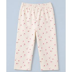 Babyhug 100% Cotton Knit Full Sleeves Co-Ords Shirt & Pyjama Night Suit with Bird Print - Offwhite