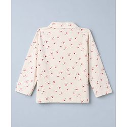 Babyhug 100% Cotton Knit Full Sleeves Co-Ords Shirt & Pyjama Night Suit with Bird Print - Offwhite
