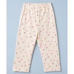 Babyhug 100% Cotton Knit Full Sleeves Co-Ords Shirt & Pyjama Night Suit with Bird Print - Offwhite