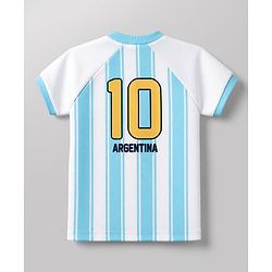 Babyhug 100% Cotton Knit Half Raglan Sleeves Argentina Printed T-Shirt & Shorts Set - Light Blue