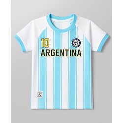 Babyhug 100% Cotton Knit Half Raglan Sleeves Argentina Printed T-Shirt & Shorts Set - Light Blue