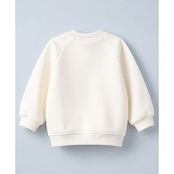 Babyhug Velour Knit Full Sleeves Winter Wear Suit Bear Print & Applique & Cap - Cream