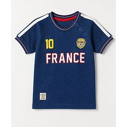Babyhug 100% Cotton Single Jersey Knit Half Sleeves France Jersey Printed T-Shirt & Shorts Set - Navy