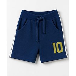 Babyhug 100% Cotton Single Jersey Knit Half Sleeves France Jersey Printed T-Shirt & Shorts Set - Navy