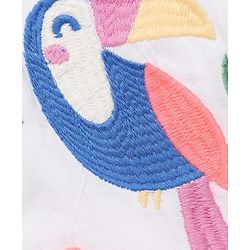 Babyhug Rayon Woven Sleeveless Dress with Toucan Embroidery - White