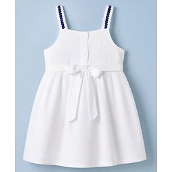 Babyhug Rayon Woven Sleeveless Dress with Toucan Embroidery - White