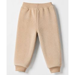 Babyhug Velour Knit Full Sleeves Winter Wear Suit With Lion Print & Cap - Tan