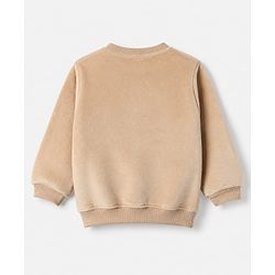 Babyhug Velour Knit Full Sleeves Winter Wear Suit With Lion Print & Cap - Tan