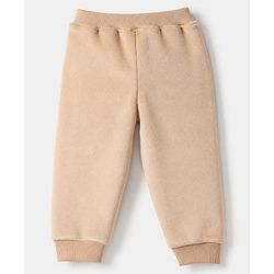 Babyhug Velour Knit Full Sleeves Winter Wear Suit With Lion Print & Cap - Tan