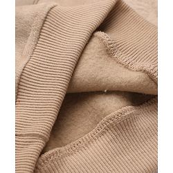 Babyhug Velour Knit Full Sleeves Winter Wear Suit With Lion Print & Cap - Tan