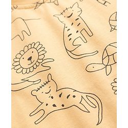 Babyhug Cotton Knit Full Sleeves T-Shirt & Pajama Night Suit and Lion Cheetah Hippo Monkey Turtle Giraffe Print - Yellow