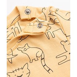 Babyhug Cotton Knit Full Sleeves T-Shirt & Pajama Night Suit and Lion Cheetah Hippo Monkey Turtle Giraffe Print - Yellow