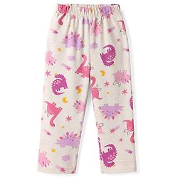Babyhug 100% Cotton Knit Full Sleeves Co-Ords Shirt & Pyjama Night Suit with Animal Print - Offwhite
