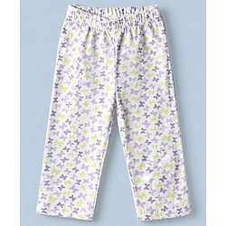 Babyhug Cotton Knit Front Open Full Sleeves Co-ord Shirt & Pajama Night Suit with Butterfly Print - White