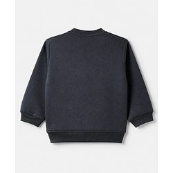 Babyhug Velour Knit Full Sleeves Winter T-Shirt & Jogger with Cap & Excavator Embroidered Patch - Navy Blue