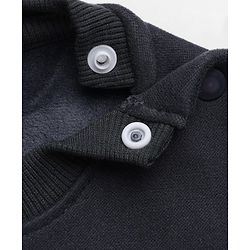 Babyhug Velour Knit Full Sleeves Winter T-Shirt & Jogger with Cap & Excavator Embroidered Patch - Navy Blue