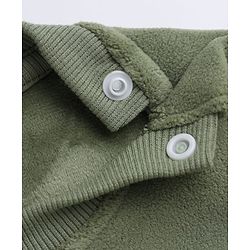 Babyhug Velour Knit Full Sleeves Winter T-Shirt and Jogger with Cap and Bear Patch - Dark Green
