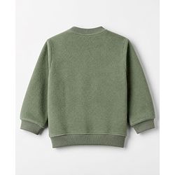 Babyhug Velour Knit Full Sleeves Winter T-Shirt and Jogger with Cap and Bear Patch - Dark Green