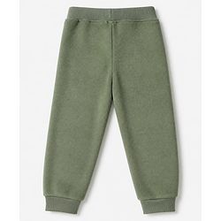 Babyhug Velour Knit Full Sleeves Winter T-Shirt and Jogger with Cap and Bear Patch - Dark Green