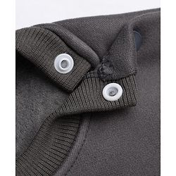 Babyhug Velour Knit Full Sleeves Winter Wear Suit With Bear Patch & Cap - Grey