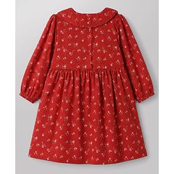 Babyhug Woven Frock and Leggings with Full Sleeves and Floral Print - Red