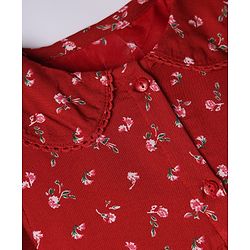 Babyhug Woven Frock and Leggings with Full Sleeves and Floral Print - Red