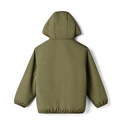 Babyhug Fur Woven Reversible Jackets with Full Sleeves and Camouflage Print in Olive Green