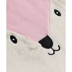 Babyhug Fur Woven Full Sleeves Hooded Footed Winter Wear Rompers With Applique - Light Blue