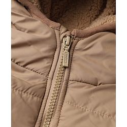Babyhug Woven Padded Winter Jacket  Full Sleeves with Fur & Ear Applique - Beige