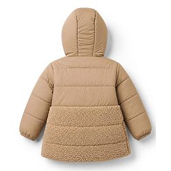 Babyhug Woven Padded Winter Jacket  Full Sleeves with Fur & Ear Applique - Beige