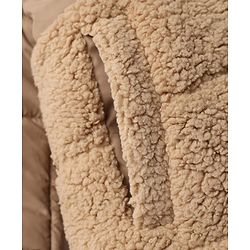 Babyhug Woven Padded Winter Jacket  Full Sleeves with Fur & Ear Applique - Beige