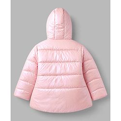 Babyhug Woven Full Sleeves Hooded Padded Quilted Winter Jacket - Pink