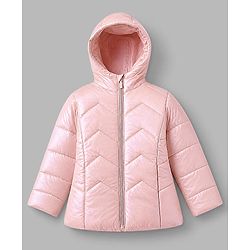 Babyhug Woven Full Sleeves Hooded Padded Quilted Winter Jacket - Pink