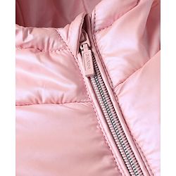 Babyhug Woven Full Sleeves Hooded Padded Quilted Winter Jacket - Pink